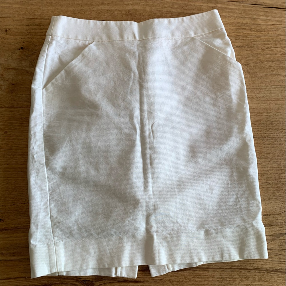 J. Crew The Pencil Skirt Ivory Cotton Women’s 6 Princess‎ Lines Preloved